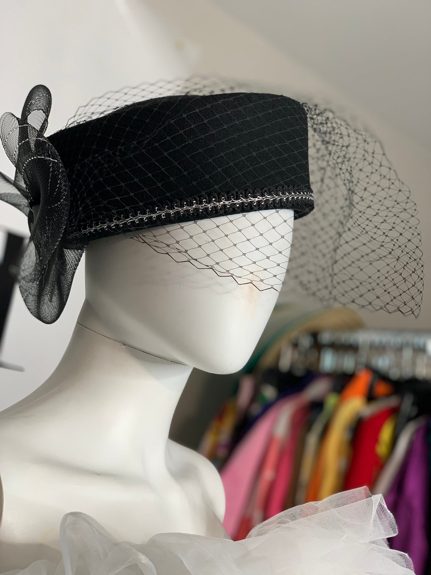 Black Widow Veil Evening Hat