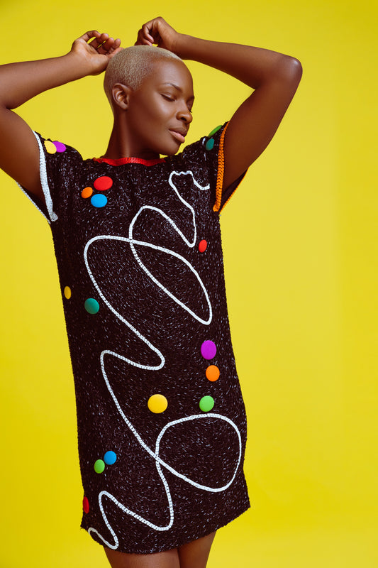 Vintage Beaded Buttons of Color Dress