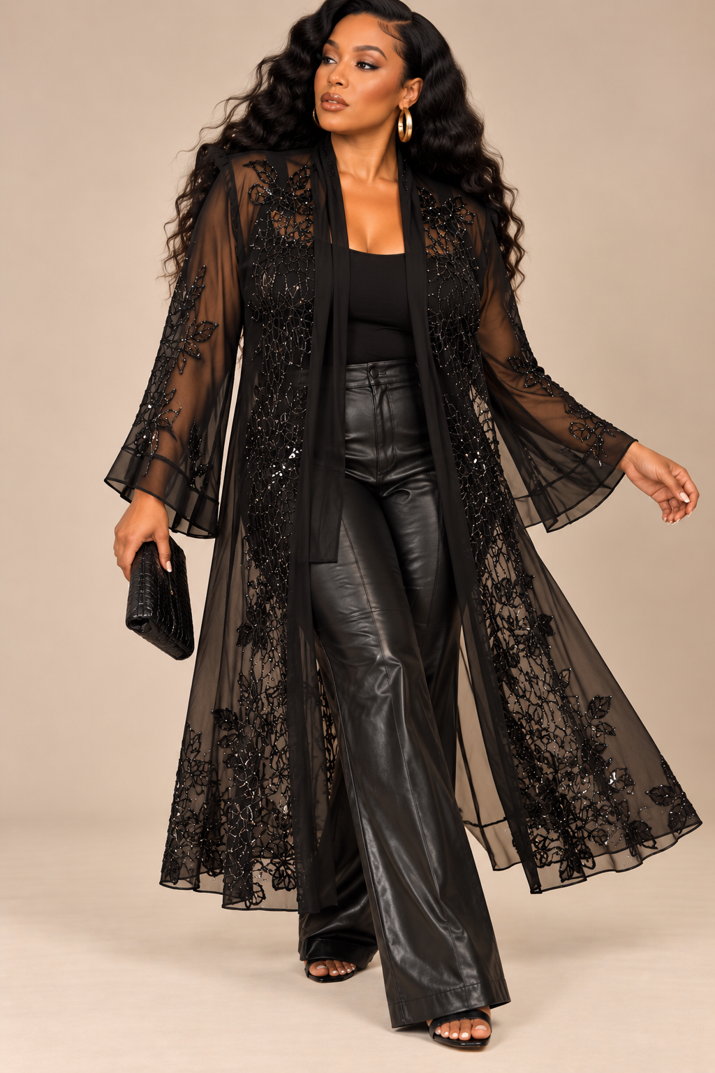 Beaded Sheer Maxi Duster