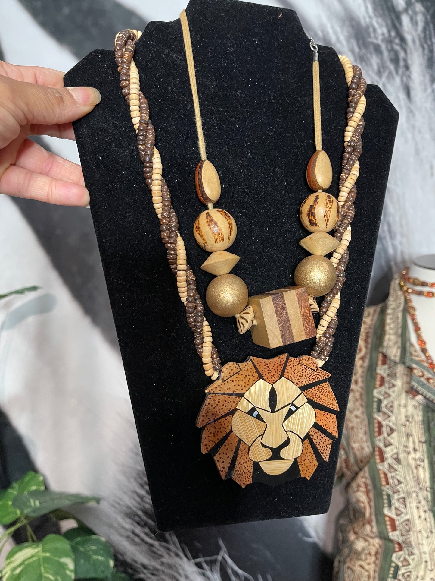 4pc Wooden Animal Necklace Set