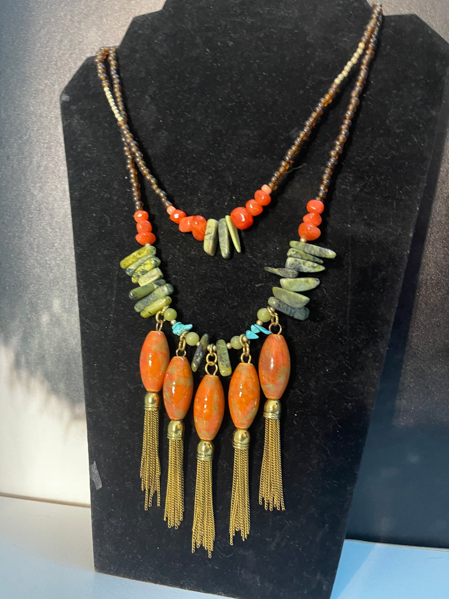 CHICOS 2 Layer Necklace & Earrings