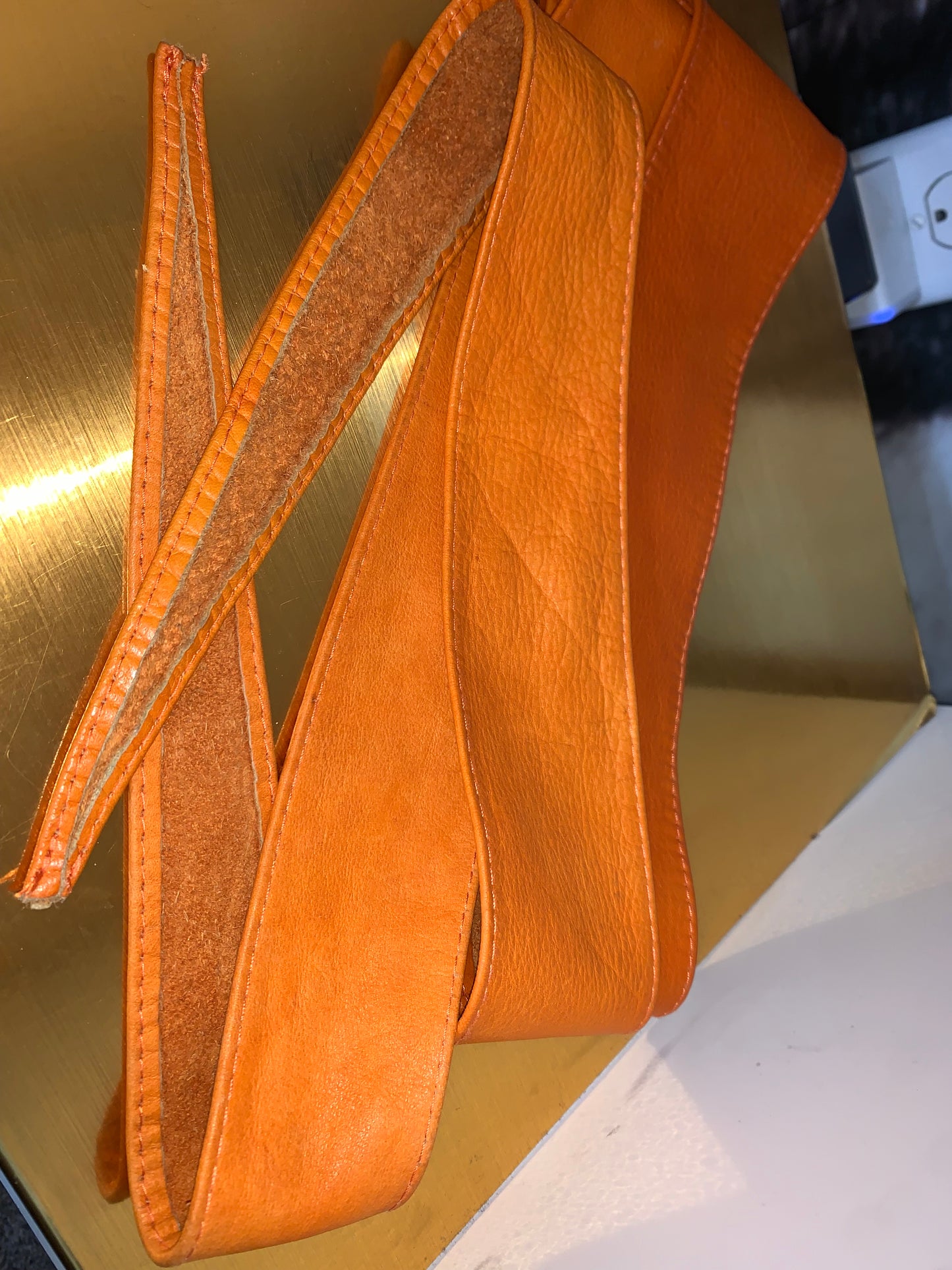 Vntg. 80’s Orange Leather Wrap Belt
