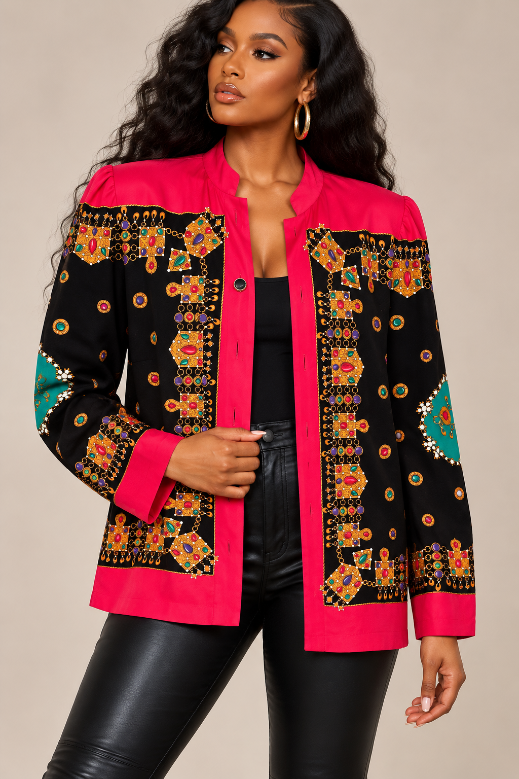 Vntg Gem Blazer Blouse