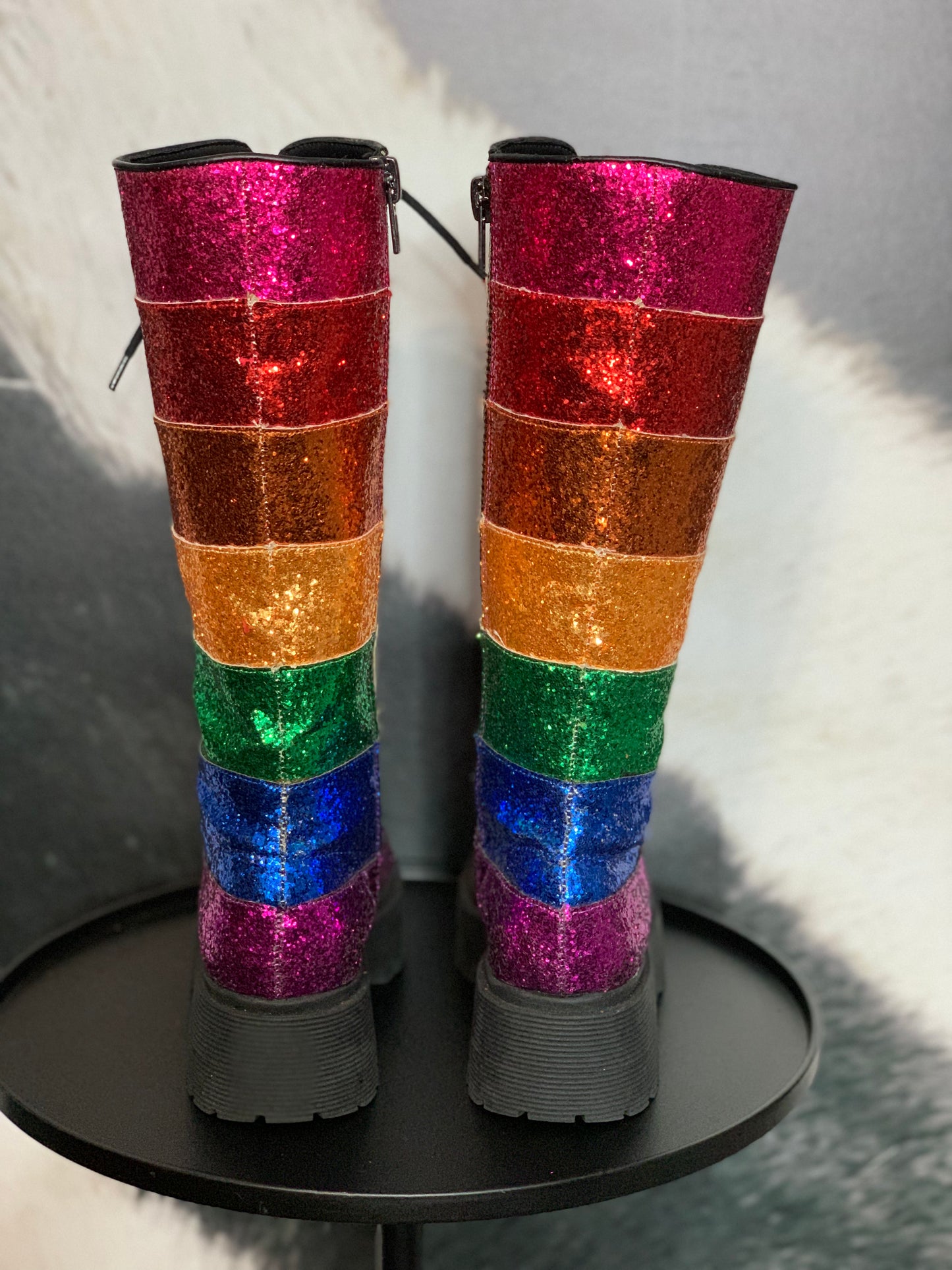Doll Kill Glitter Rainbow Boots