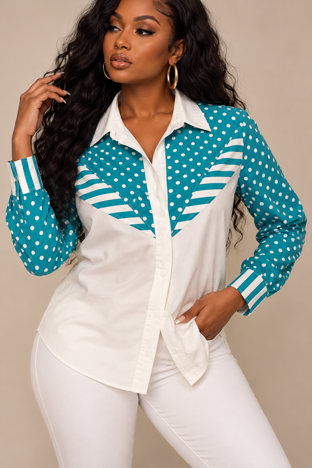 Retro Button Down Blouse