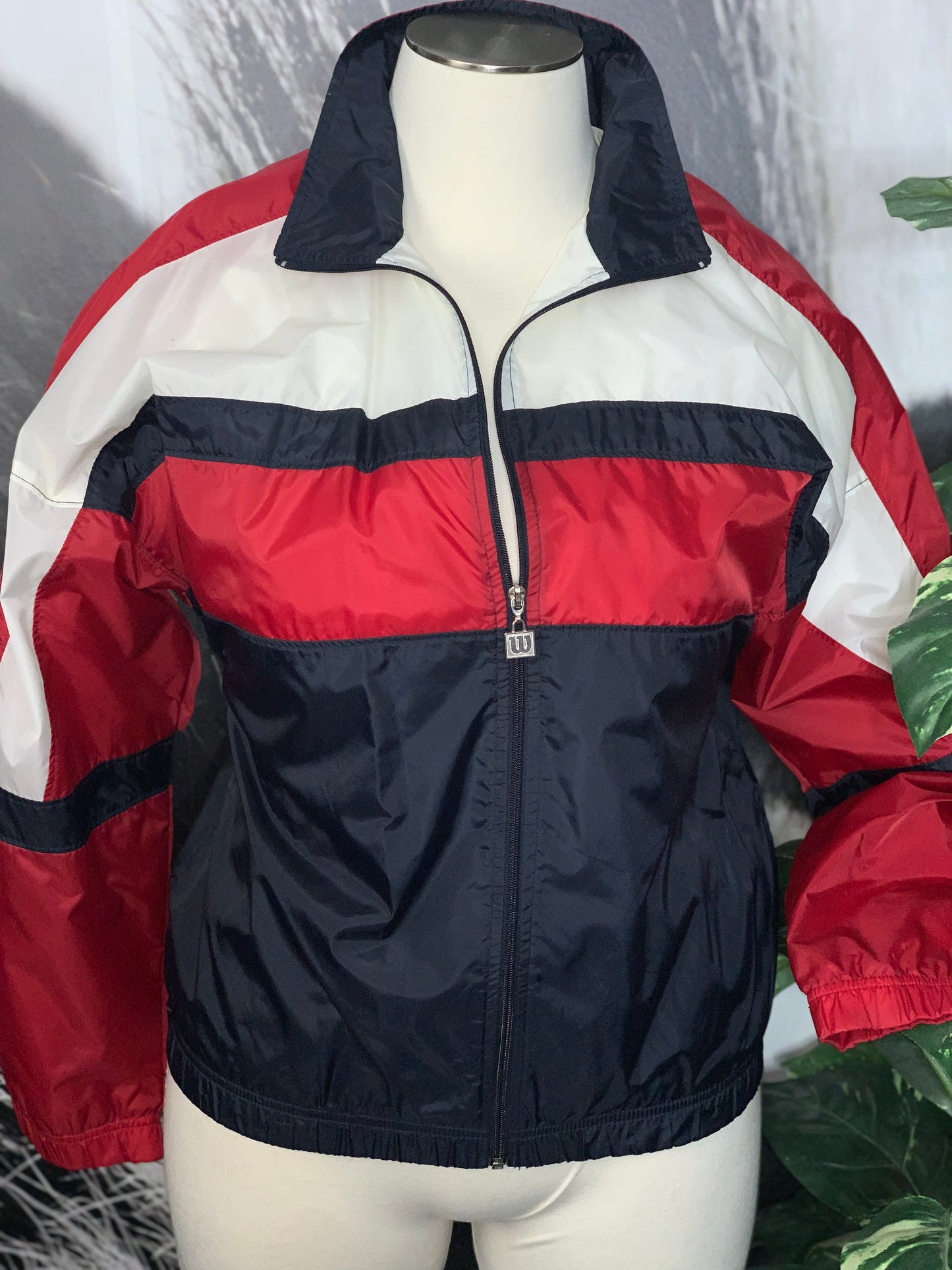 90’s Vntg. Red, Blue, White Wind Breaker Jacket