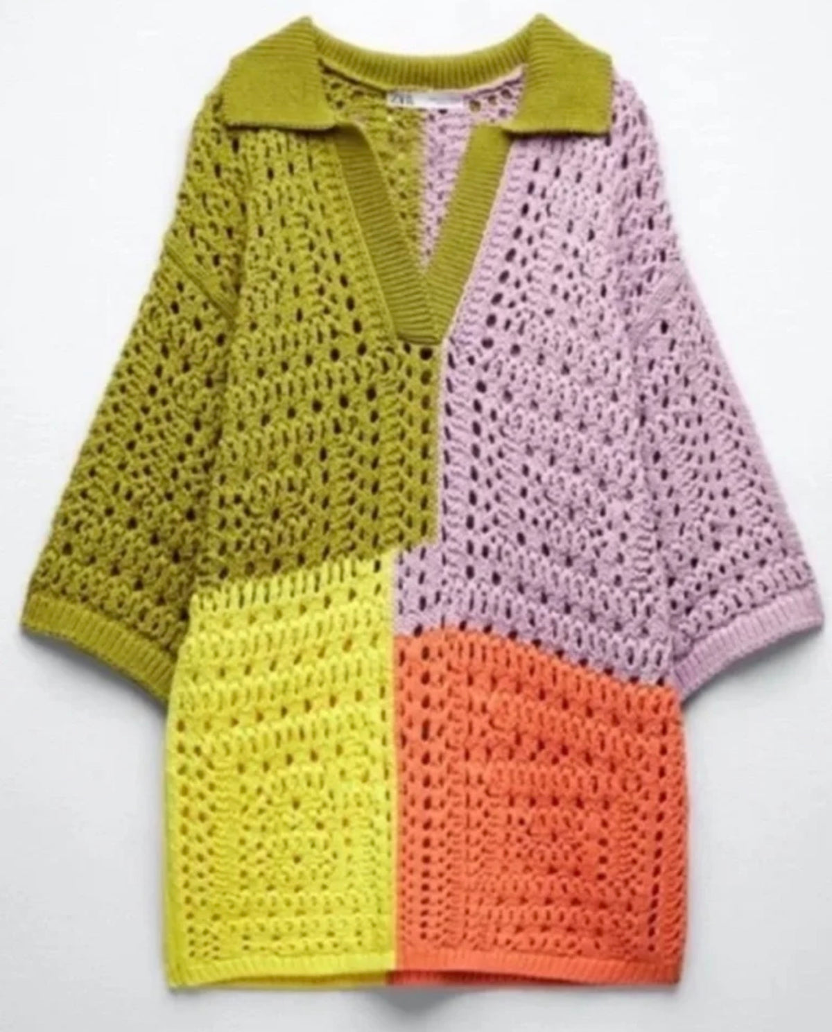 Zara Yellow and Pink Knit Sweater