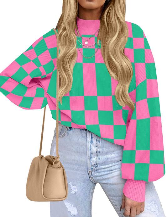 ZESICA Turtleneck Ribbed Knit Pullover Sweater