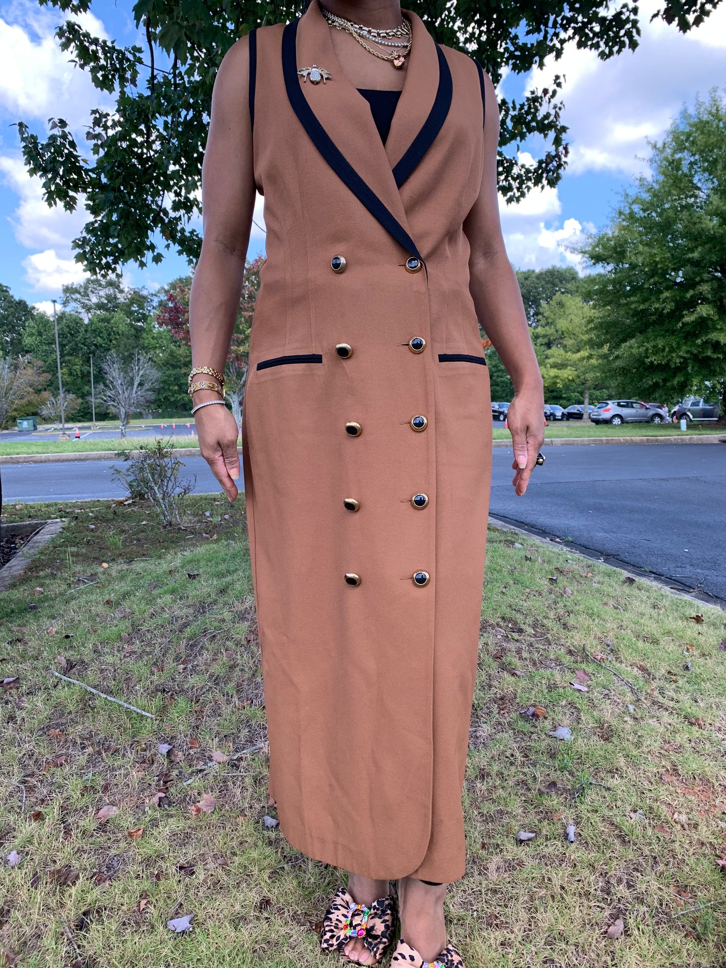 Danny & Nicole Chocolate Double Breasted Dress