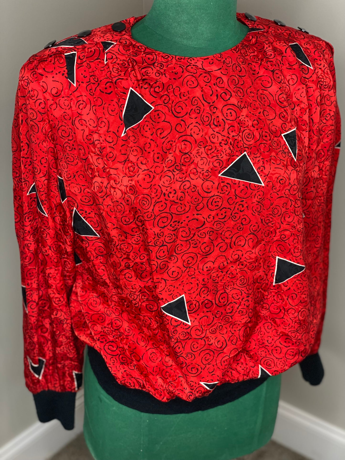 A. Papell Red Abstract Blouse