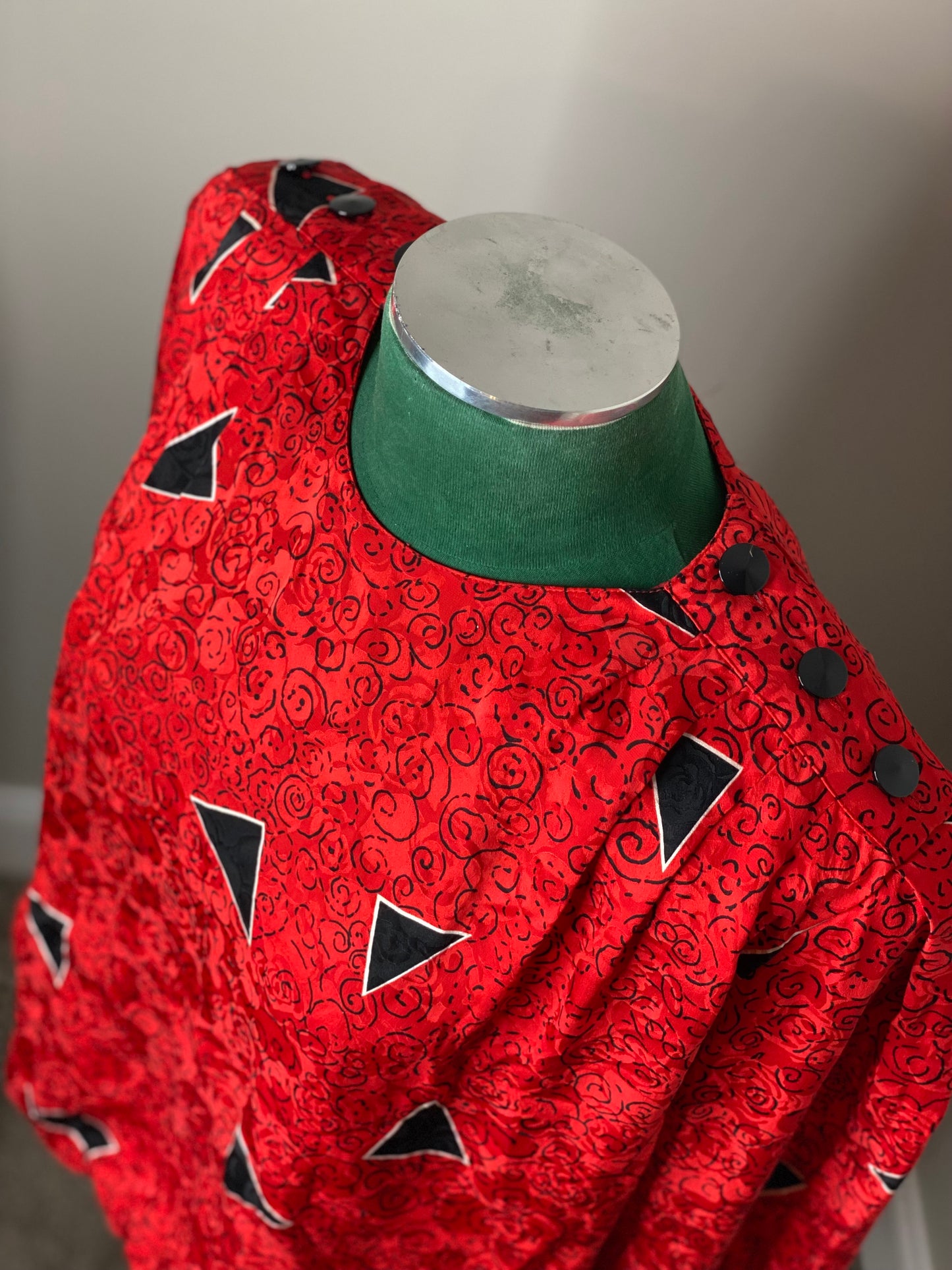 A. Papell Red Abstract Blouse