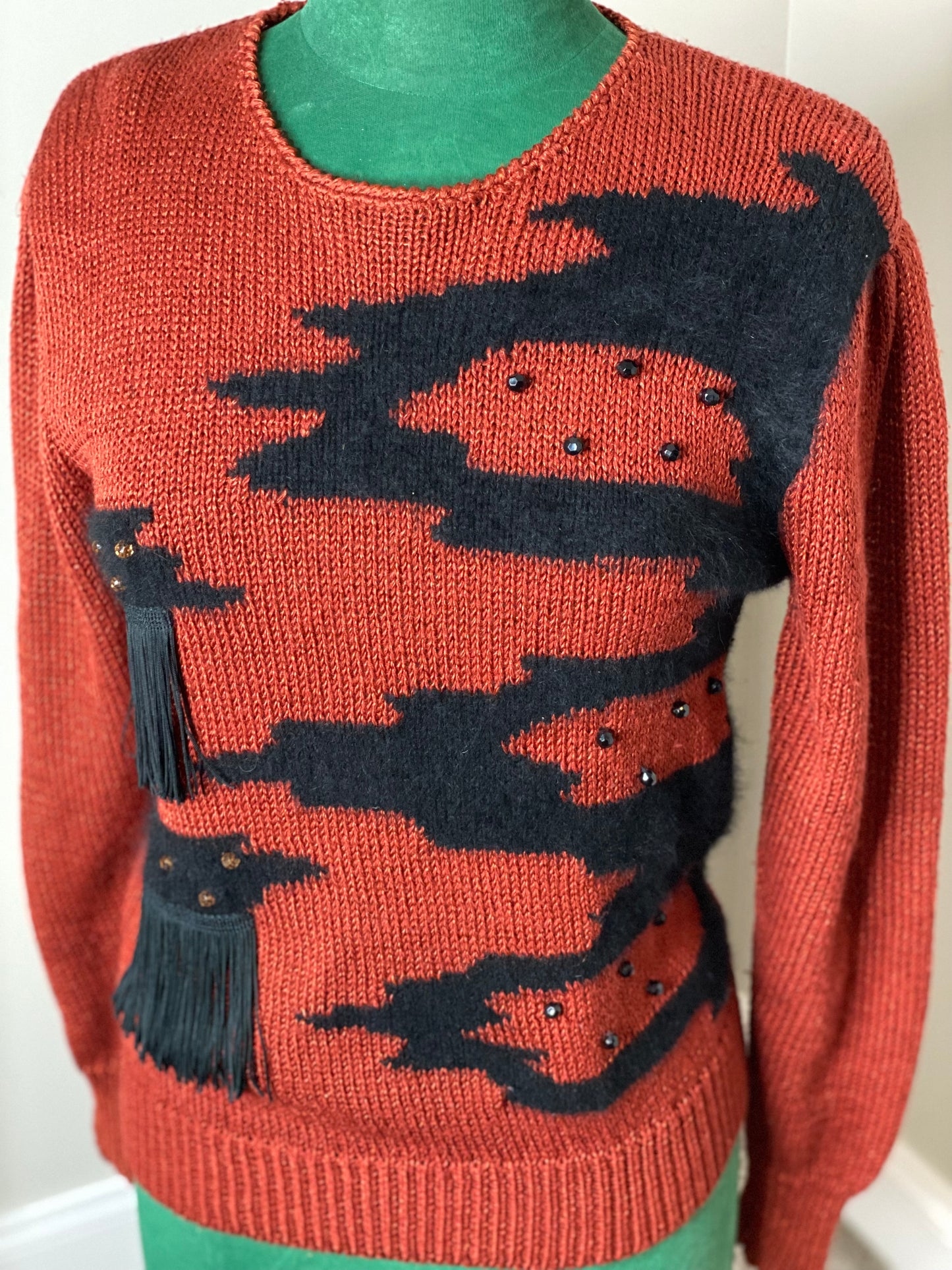 Vntg. Copper Knit Fringe Sweater