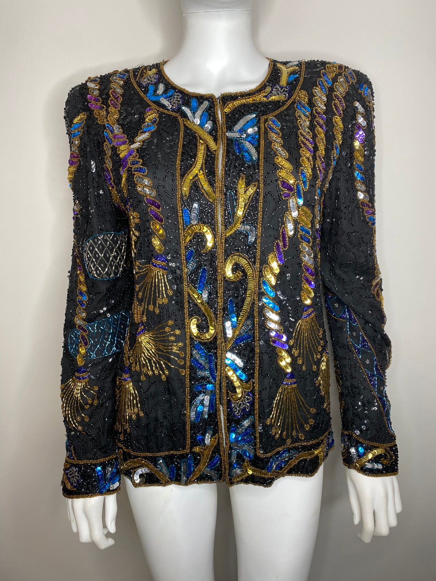 Vintage L. Kazar Tassel Sequin Beaded Jacket