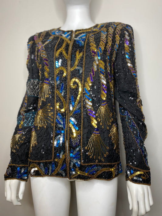 Vintage L. Kazar Tassel Sequin Beaded Jacket