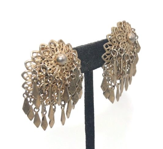 Vintage Silver Tone Fridge Art Deco Earring