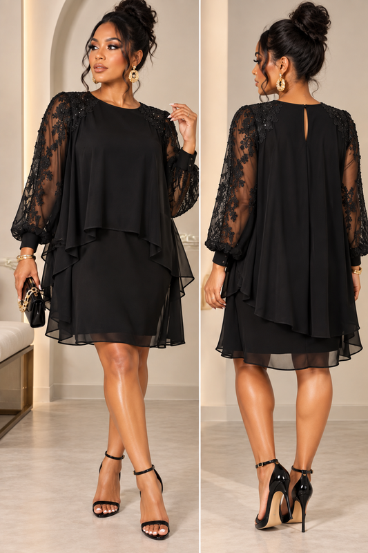 M.S.K. Lacey Lady Black Dress (NWT)