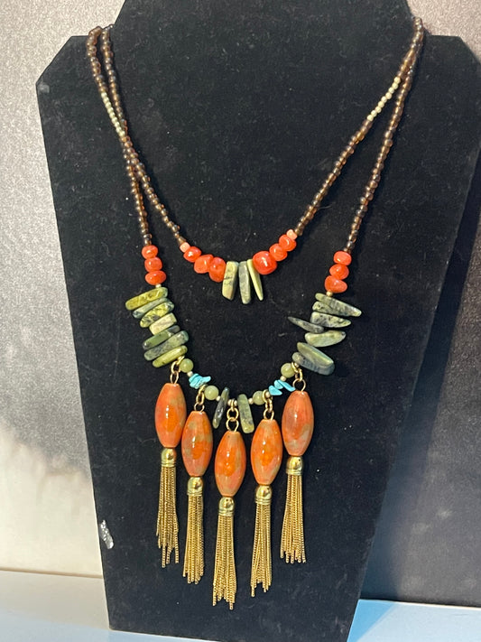 CHICOS 2 Layer Necklace & Earrings