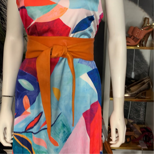 Vntg. 80’s Orange Leather Wrap Belt