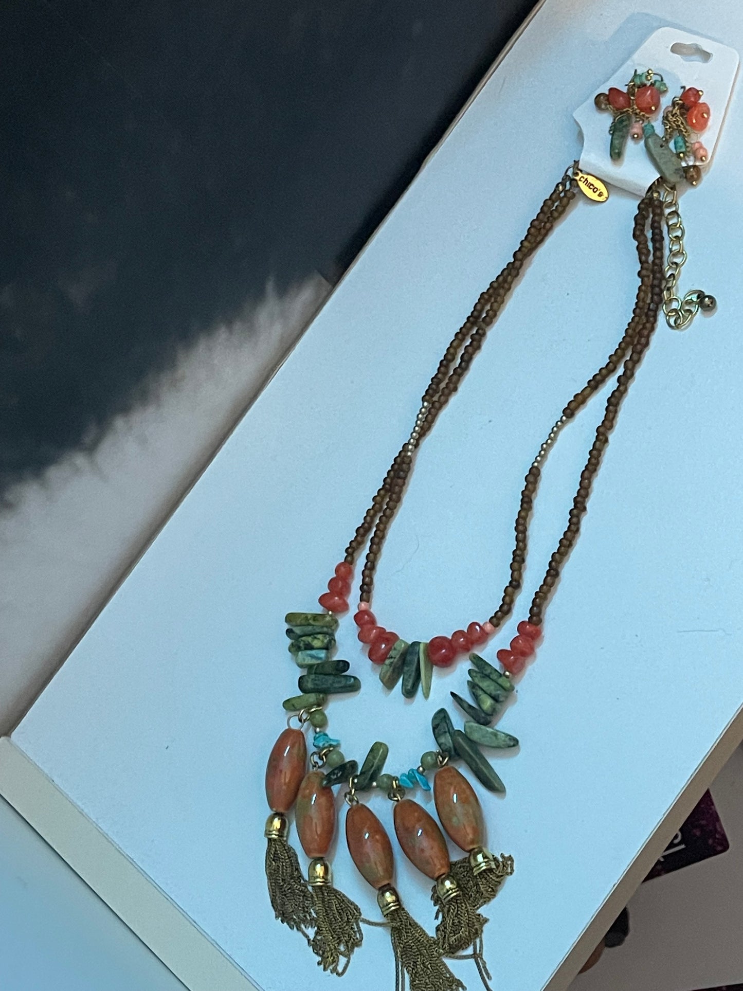 CHICOS 2 Layer Necklace & Earrings
