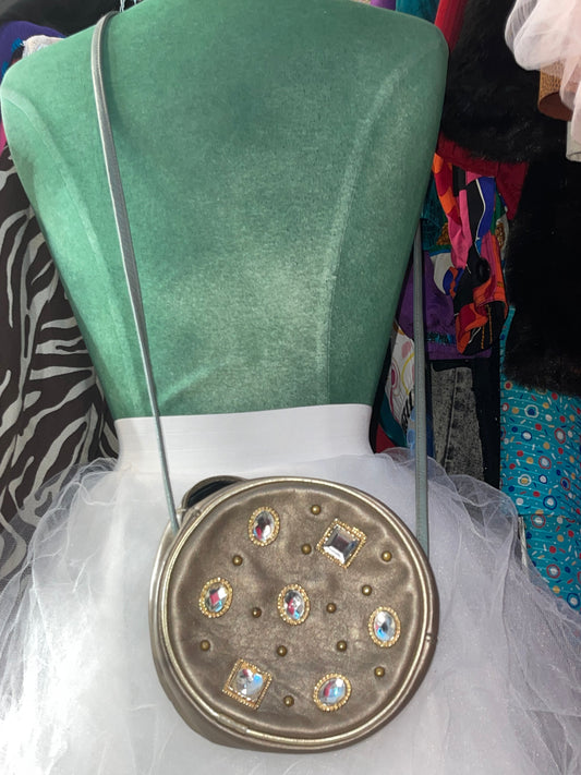 Vntg. Gem Champagne Leather Circle Purse