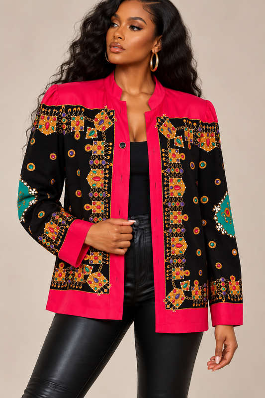 Vntg Andrea Gayle Gem Blazer Blouse