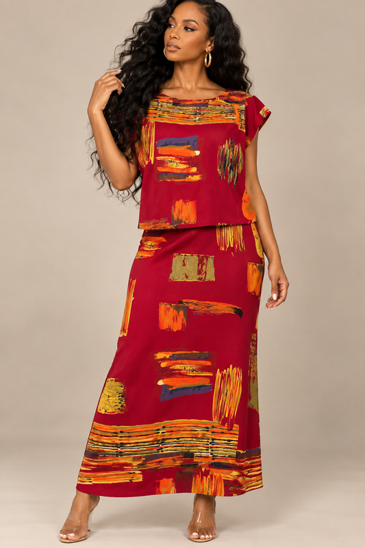 2pc Abstract Print Skirt Set