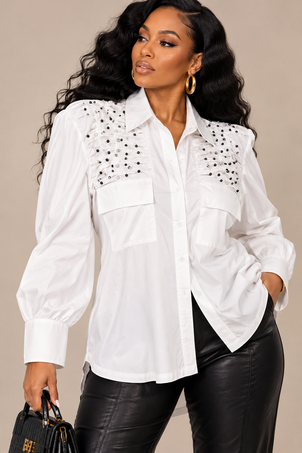 NWT. Beaded Button Down