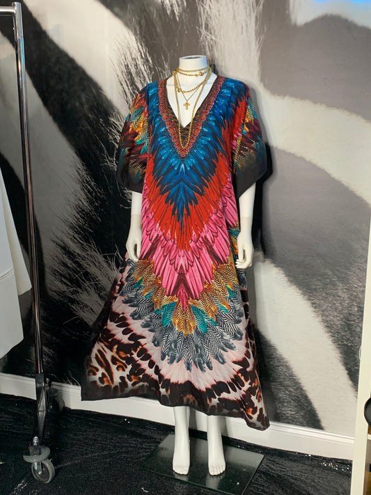 Winlar Feathered Print Kaftan