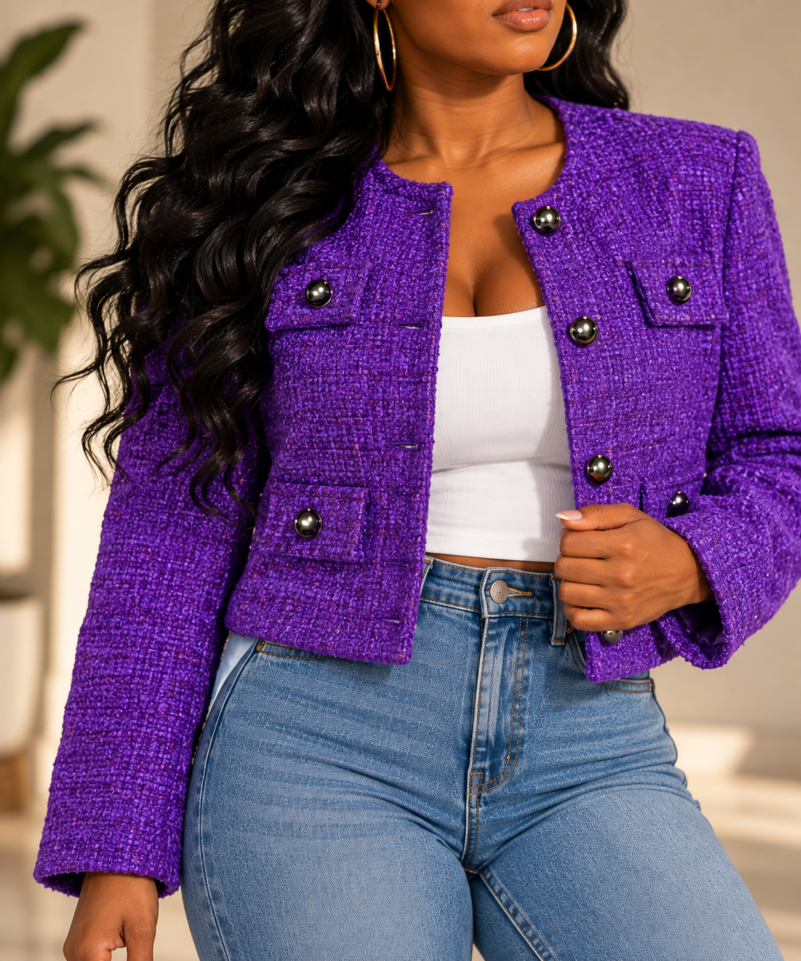 Ann Taylor Purple Crop Blazer