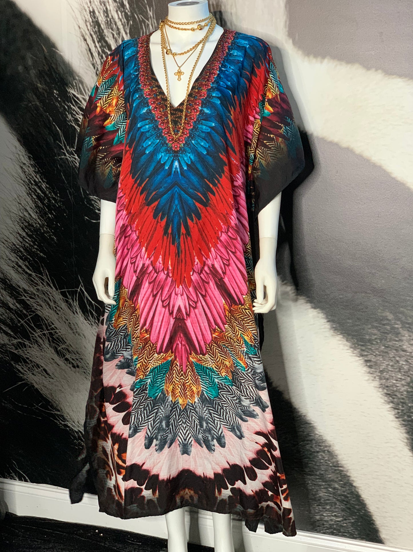 Winlar Feathered Print Kaftan