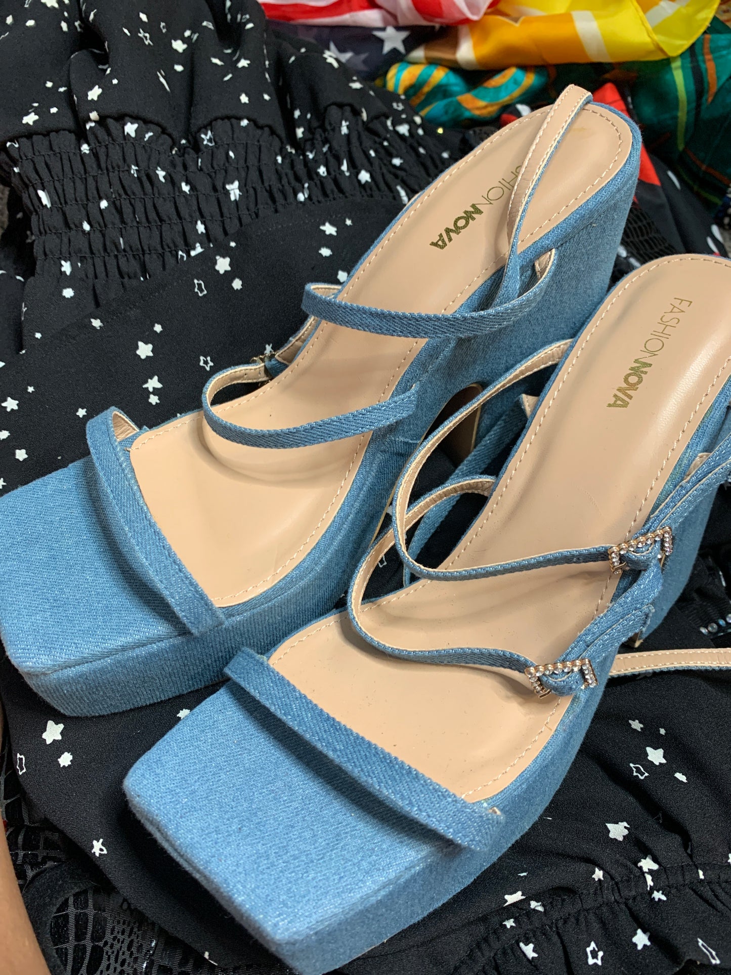 Fashion Nova Denim Platform Heel