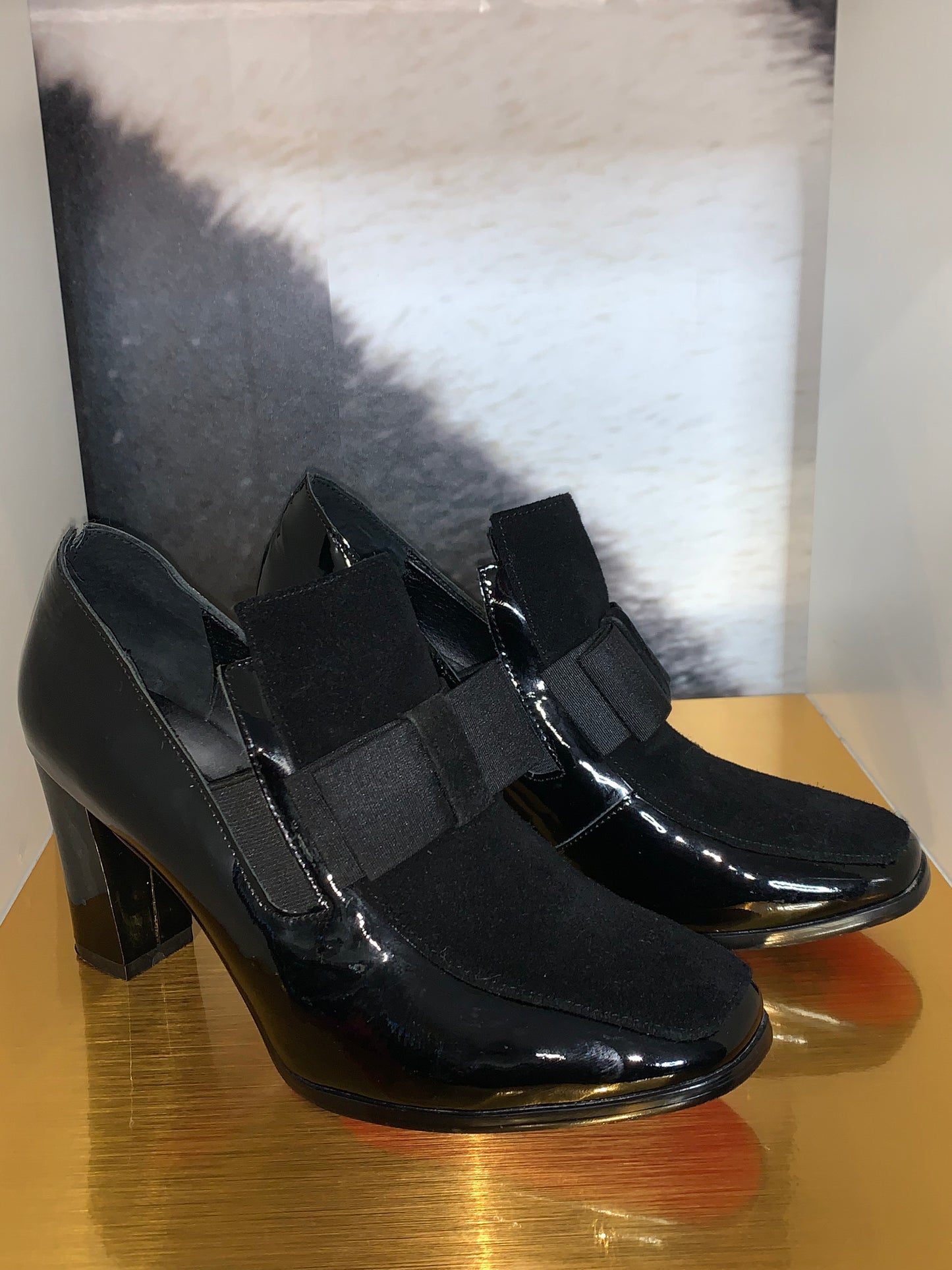 Tuxedo High Heel Chunky Loafer Pumps