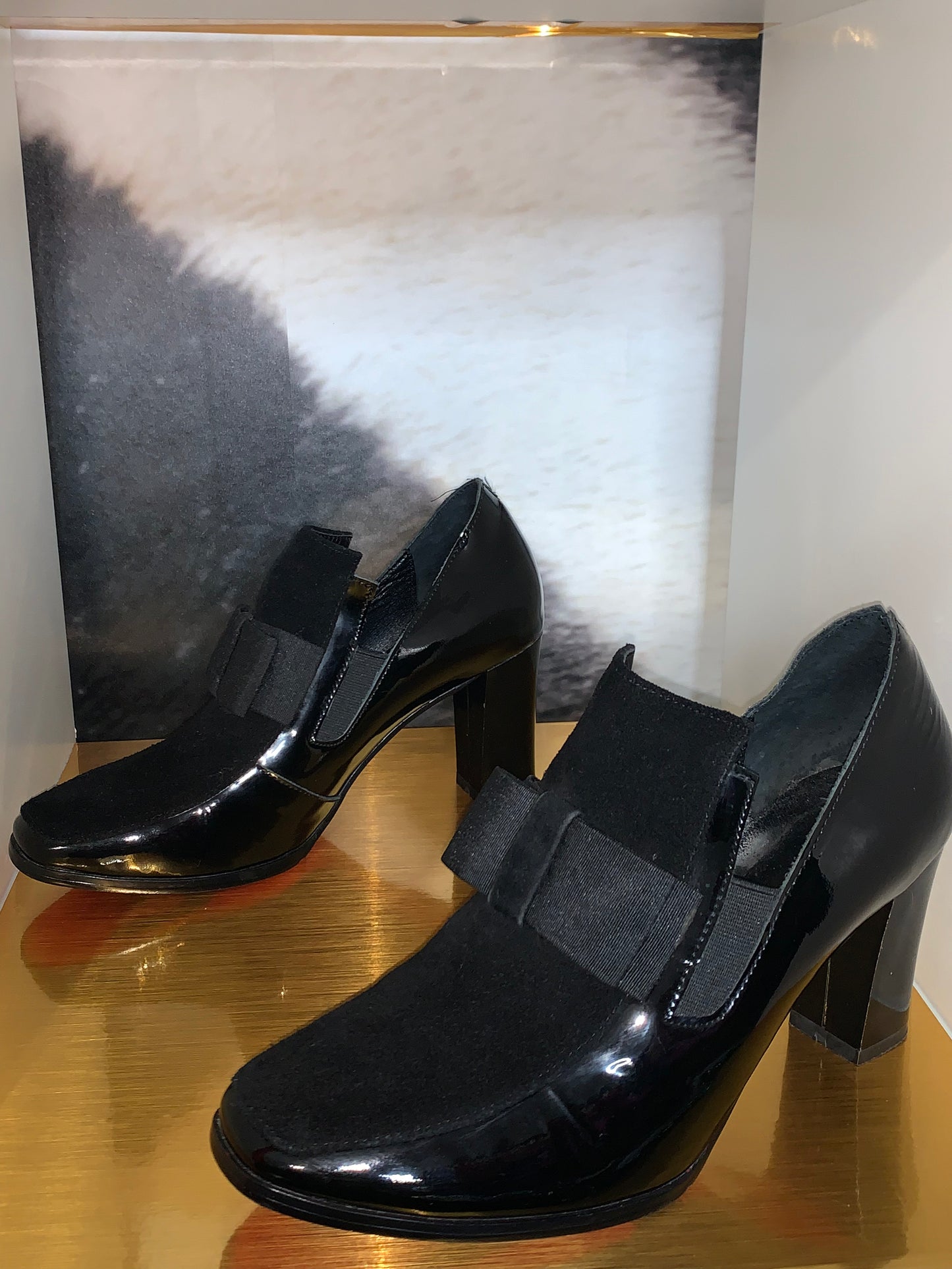Tuxedo High Heel Chunky Loafer Pumps