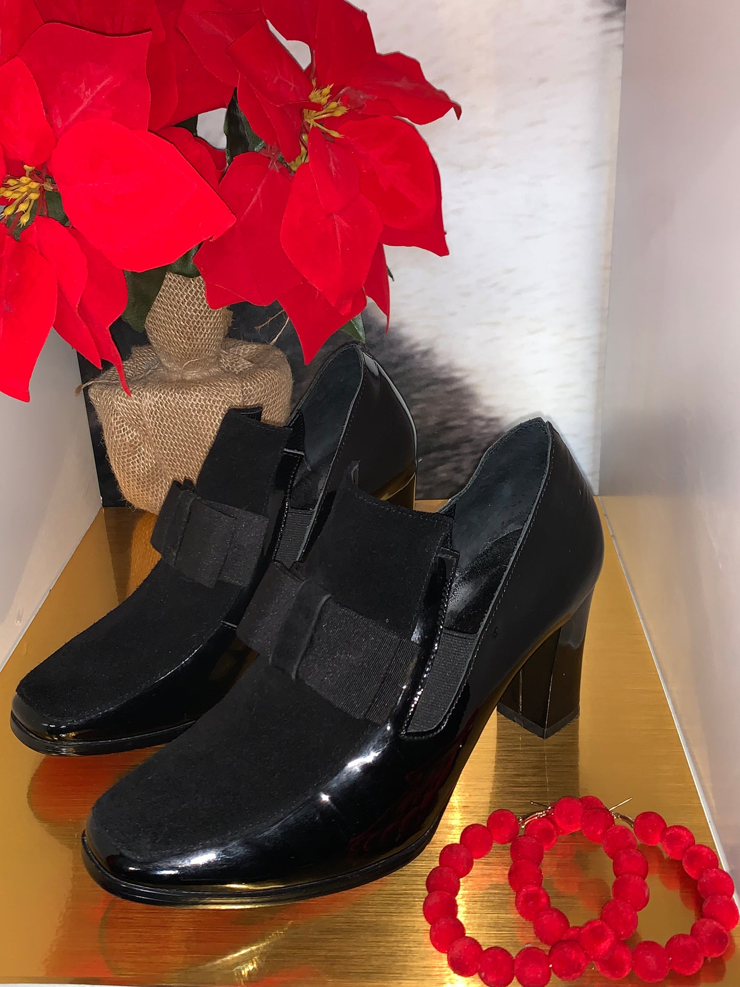 Tuxedo High Heel Chunky Loafer Pumps
