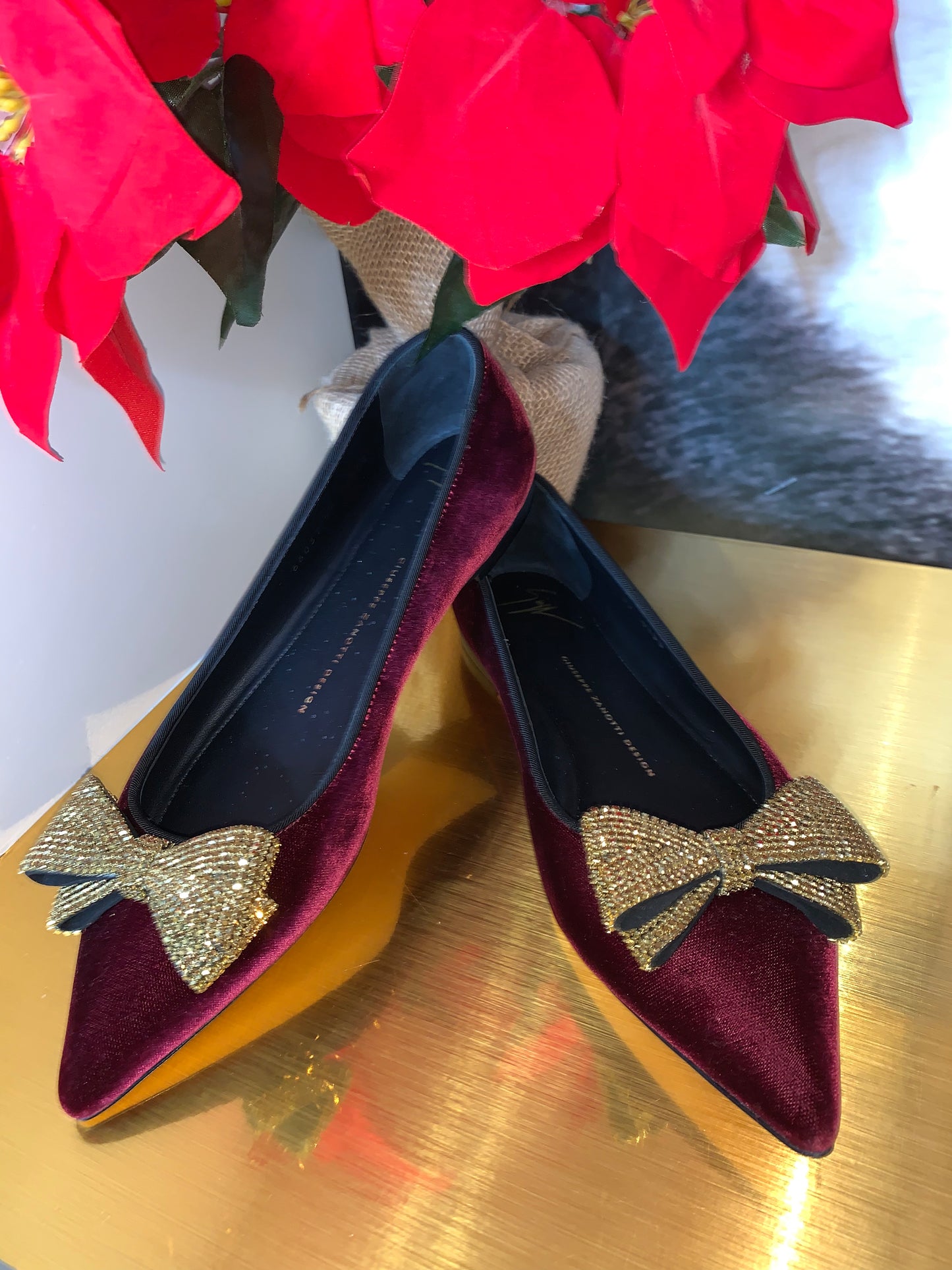 Giuseppe Zanotti Velvet Ballet Flats