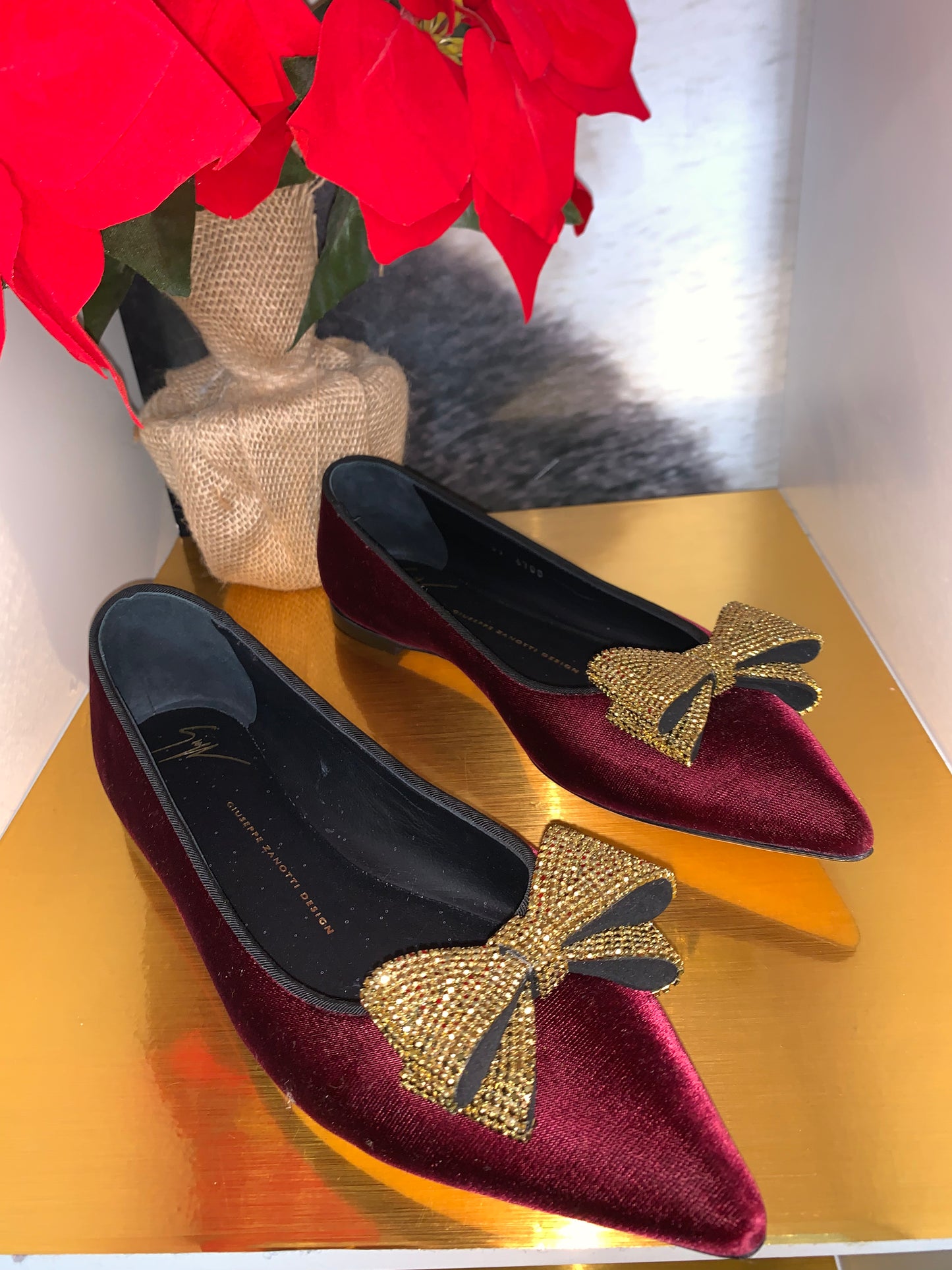 Giuseppe Zanotti Velvet Ballet Flats