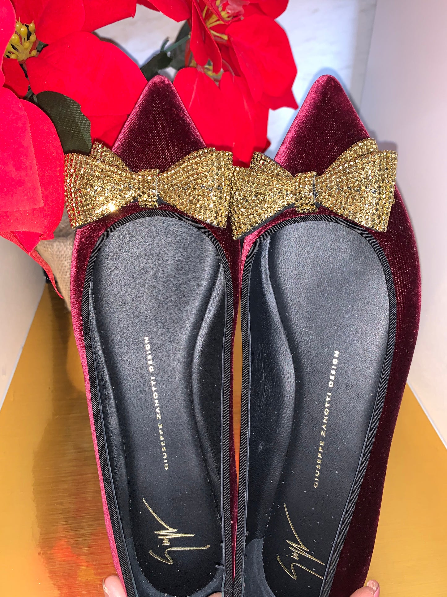 Giuseppe Zanotti Velvet Ballet Flats