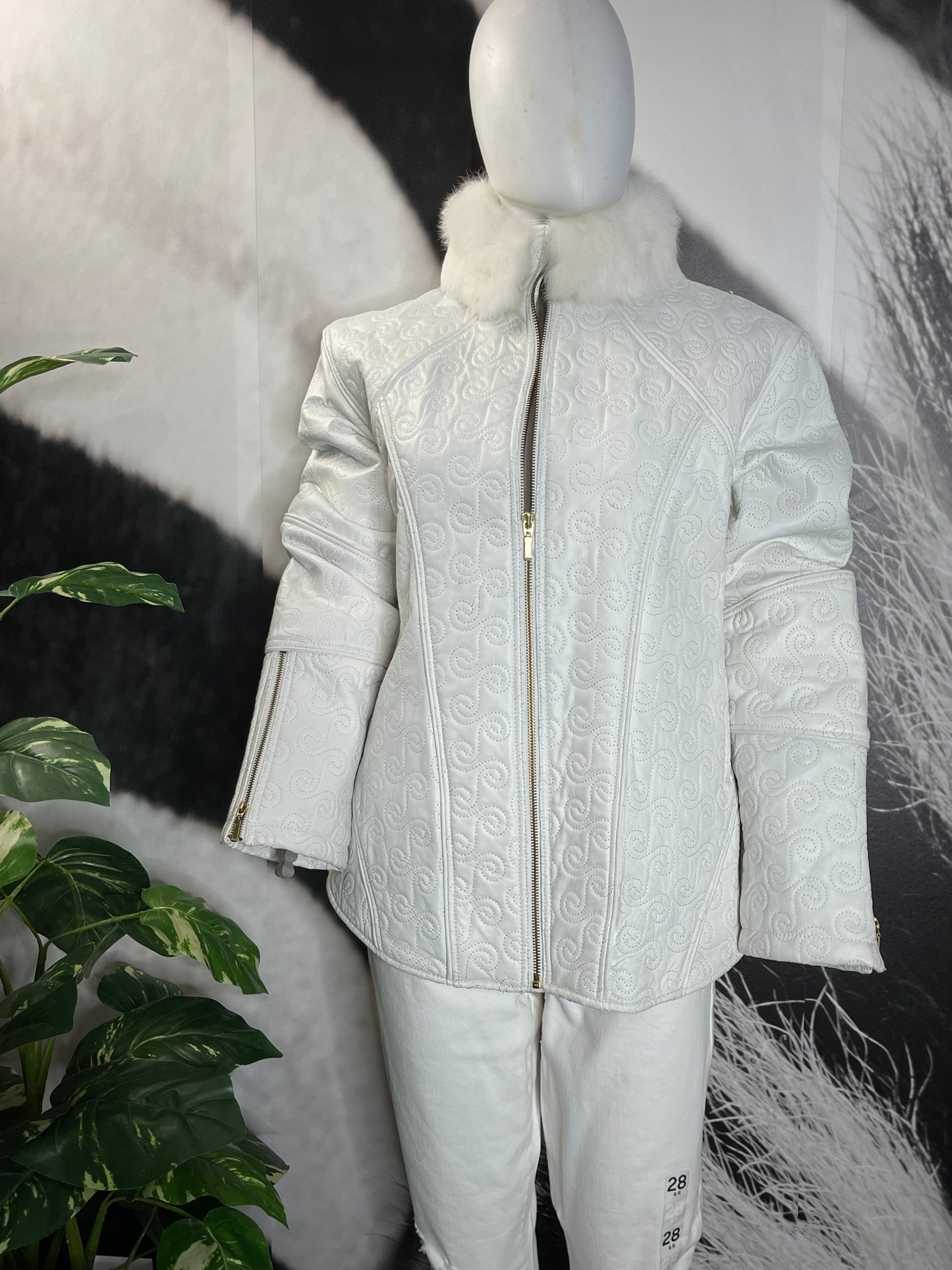 Che Bella white leather jacket