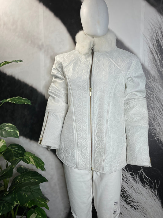 Che Bella white leather jacket