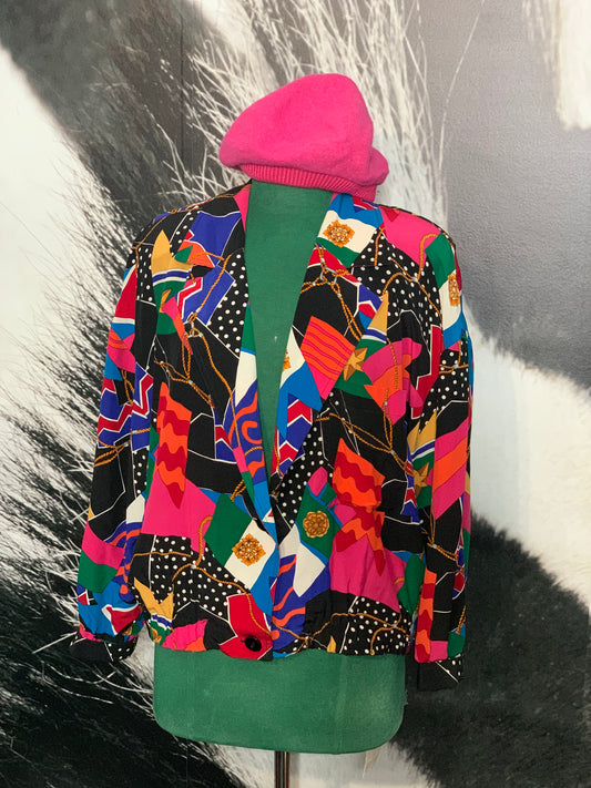 Vntg. 80s Jaqueline Ferrar Silk Baroque Jacket