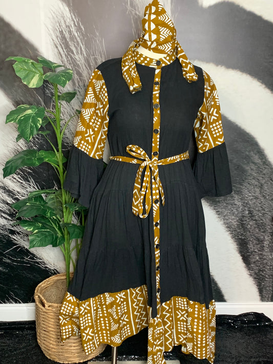 Fan Sleeve Tribal Dress