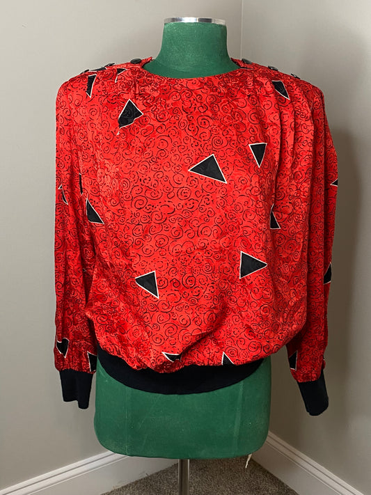 A. Papell Red Abstract Blouse